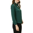 thumbnail image 4 of INSPIRE CHIC Women's Choker Neck Blouse Long Sleeve Turn Down Collar Work Shirt XL Green, 4 of 7