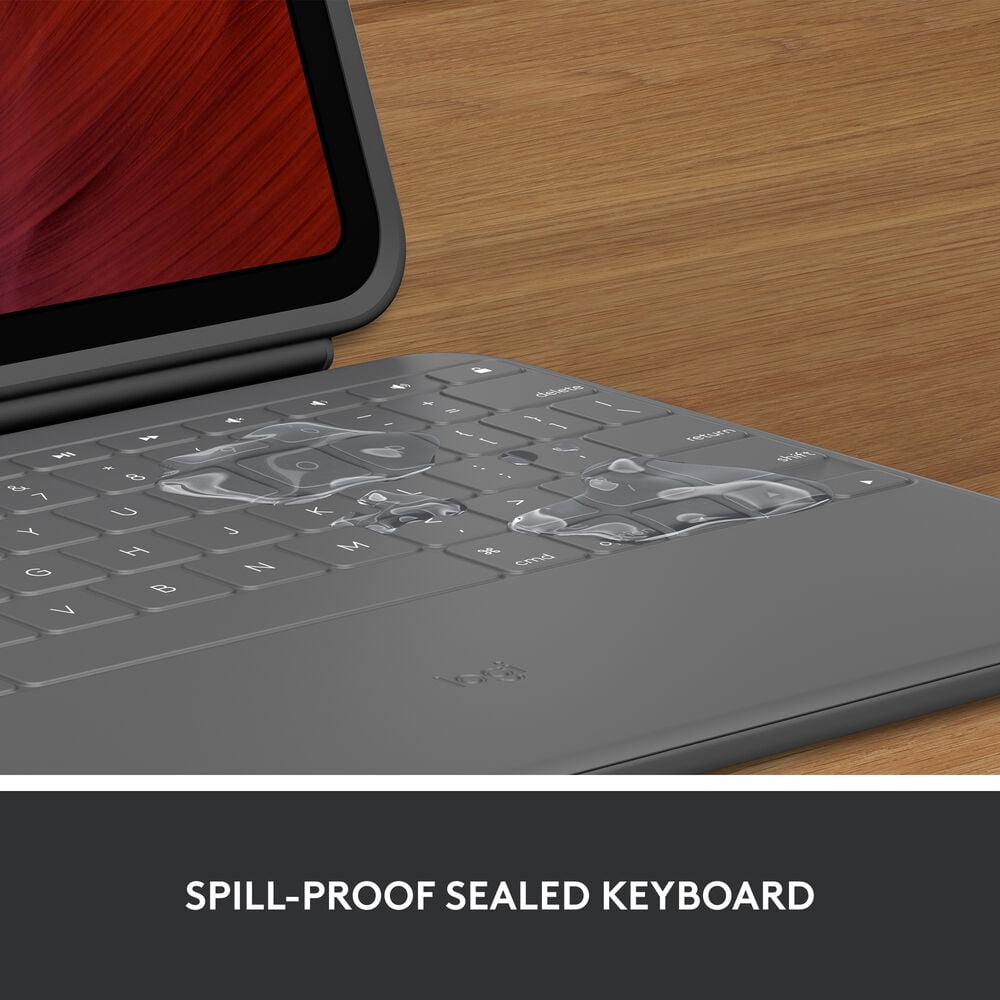 Restored Logitech Rugged Folio Keyboard Case for Apple iPad (10th Gen) - Oxford Gray (Refurbished)