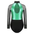 thumbnail image 2 of CHICTRY Shiny Gymnastics Leotard for Girls Rhinestone Mock Mesh Sleeve Ballet Unitard Top Green 8, 2 of 5