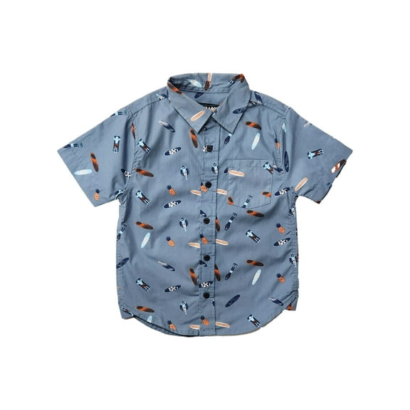 Tony Hawk Boys Blue Pineapple Surf Short Sleeve Button Front Shirt M 5-6
