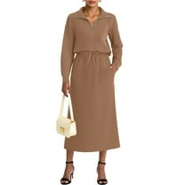 MINTREUS Women's 2 Piece Skirt Sets Fall Knit Long-Sleeved Zipper Top Lounge Travel Outfits Winter Clothing