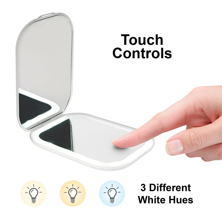 LED Double Sided Compact Mirror, White photo 3