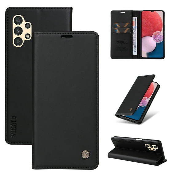 Wallet Case for Samsung Galaxy A14 5G, Business Style PU Leather Magnetic Adsorption Flip Folio Cover with Kickstand Card Slots Cash Holder Soft Silicone Shockproof Protective Case,Black