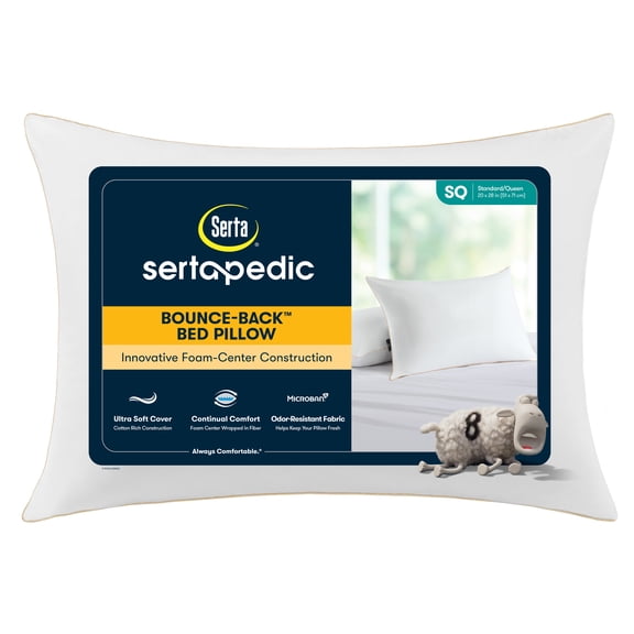 Sertapedic Bounce Back Standard/Queen Bed Pillow, Hypoallergenic Fill