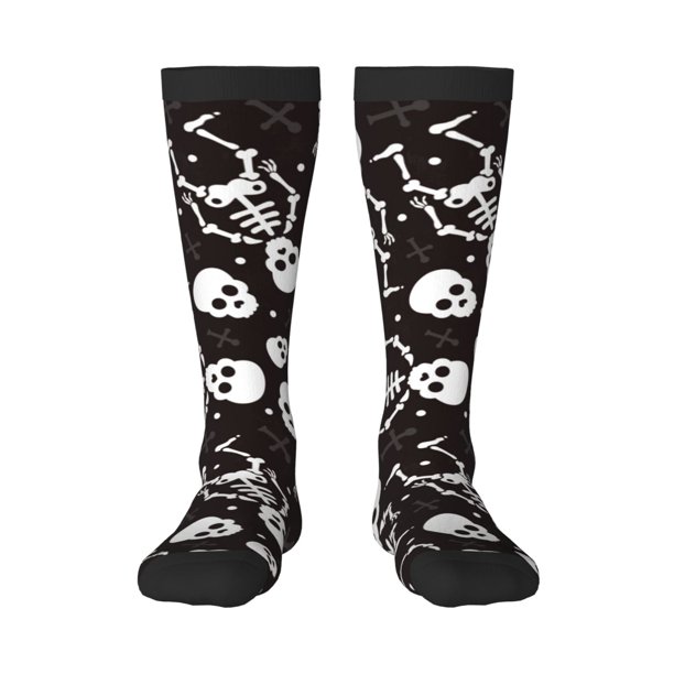 Fotbe Skeleton Calcetas Divertidas Estampadas para Hombre y Mujer, Calcetas de Algodón hasta la Rodilla para Caminar, Correr, Enfermería y Embarazo