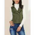 thumbnail image 5 of INSPIRE CHIC Women's Casual Faux Suede Sleeveless Short Biker Vest Jacket XL Army Green, 5 of 7