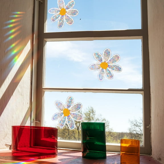 Flowers, daisies, dazzling sunlight, electrostatic stickers, window display windows, glass, self-adhesive decorative wall stickers