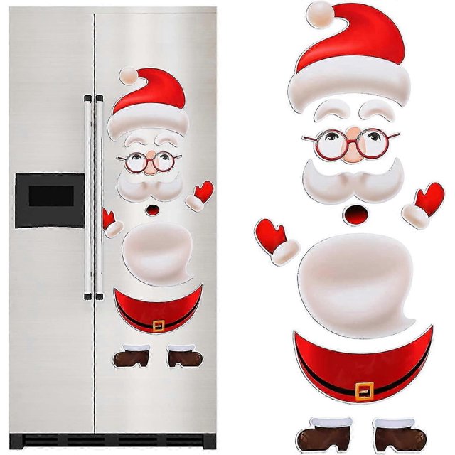 Juego de imanes y pegatinas para nevera de Papá Noel, decoraciones navideñas
