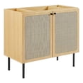 thumbnail image 1 of Pemberly Row 36" Wood & Rattan Bathroom Vanity Cabinet in Oak, 1 of 10