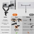 thumbnail image 5 of Dual Monitor Stand Adjustable Monitor Desk Mount for 17″–32″ Computer Screens, Full Motion VESA Pattern 75x75/100x100 with C-Clamp & Grommet Aluminum Base, Each Arm Holds 4.4 to 20 lbs HD09B-201, 5 of 8