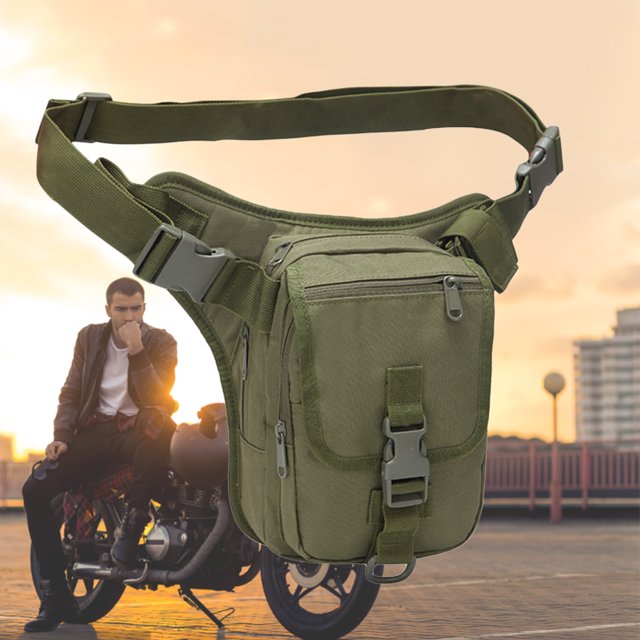 Riñonera de tela Oxford EDC bolsa de muslo para acampar senderismo (verde militar)