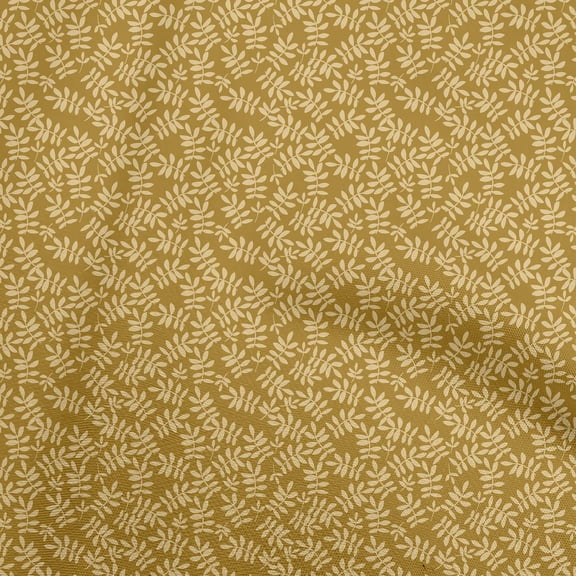 oneOone Polyester Lycra Dark Mustard Fabric Leaf Quilting Supplies Print Sewing Fabric By The Yard 56 Inch Wide