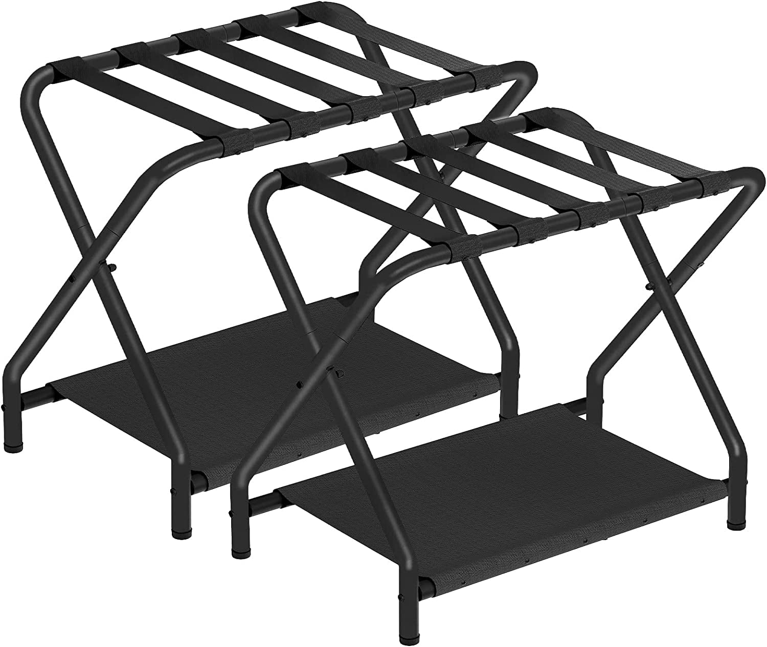 HOOBRO Set of 2 Folding Luggage Rack with Storage Shelf Suitable for
