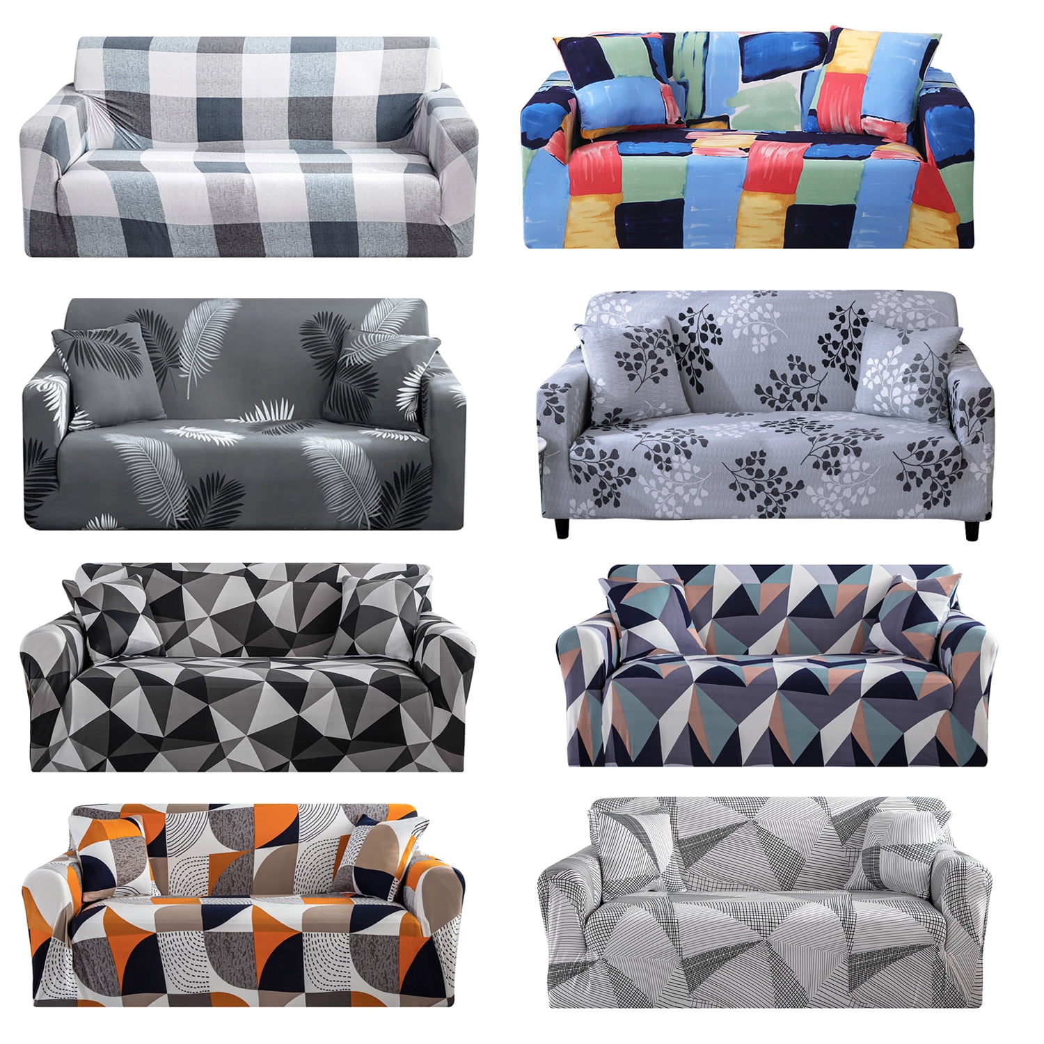 1 2 3 4 Seater Printed Black Sofa Cover Couch Slipcover, Elastic Stretch Armchair / Loveseat / Couch Sectional Sofa Slipcover Furniture with 1 Pillowcase Protector Dog Pet