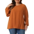 thumbnail image 2 of DARING DIVA Women's Plus Crewneck Chiffon Swiss Dots Shirts Top 3X Caramel, 2 of 6