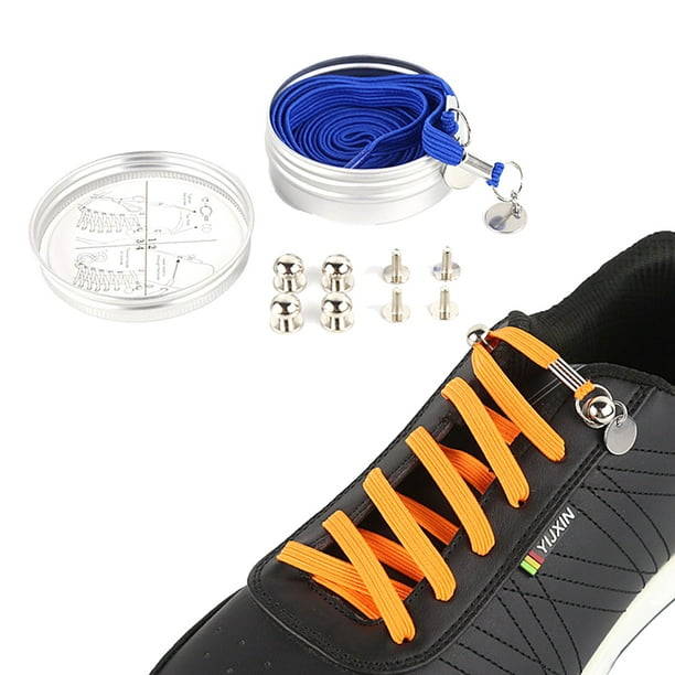 Cheers 1 Pair Candy Color One Hand No Tie Laziness Shoelaces Metal Circle Elastic Laces