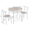thumbnail image 7 of JAMPOOCA 3 Piece Table and Chair Set PVC Modern Breakfast Dining White, 7 of 7