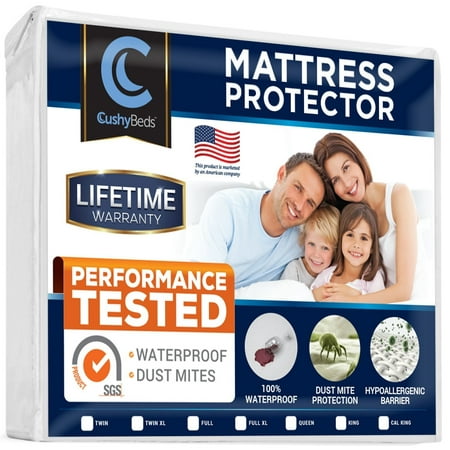 CushyBeds Premium Mattress Protector Cover Lab Tested 100% Waterproof, Hypoallergenic, Breathable Cool Flow, Noiseless, No Crinkling, Allergy & Vinyl Free - Twin XL Size Bed (Up to 18