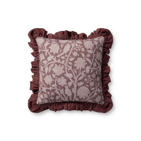 Chris Loves Julia x Loloi Kathleen Wine 18'' x 18'' Decorative Pillow