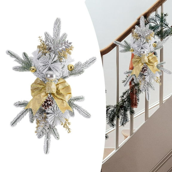 Sharprepublic Christmas Swag for Front ation Christmas Stair Swags for Party Wedding 45 cm Gold Bowknot