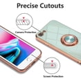 thumbnail image 3 of Electroplated Magnetic Ring Holder Case, 360 Degree with Rotation Metal Finger Ring Holder Magnet Car Holder Silicone Cover for iPhone SE(5G) 2022 iPhone 7 iPhone 8 iPhone SE 2020 - Mint Green, 3 of 14
