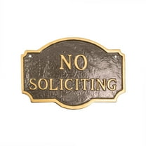 4.5" x 7.15" Petite Montague No Soliciting Statement Plaque Sign with Lawn Stake - Oil Rubbed/Gold