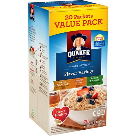 Quaker Instant Oatmeal Flavor Variety Pack, 1.51 oz, 20 count - Walmart.com