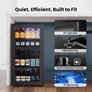 Yeego 85 Cans Beverage Refrigerator, Freestanding Beverage Cooler with Glass Door for Home/Office/Bar, Black