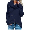 thumbnail image 1 of EGNMCR Chandail à Col Roulé pour Femmes, Chandails pour Femmes Femmes Bouton Chandail à Manches Longues Chandail Molletonné Chandail Hauts Blouse Chemise Unie Femmes Chandail, 1 of 4