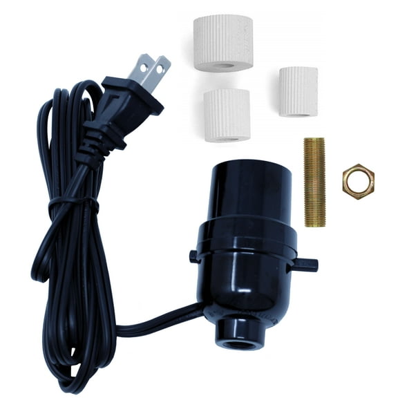 Creative Hobbies M995K-M38 Black Multi Size Lamp Wiring Kit for Wine, Oil, Liquor Bottle Lamp Conversion - Pre-Wired Ready to Use, DIY Lamp, Unique Side Exit Socket Cap No Drilling Required