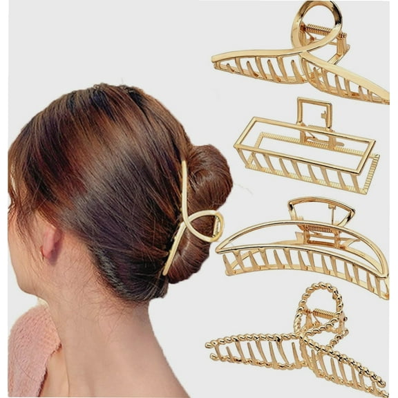 4 Pcs Large Big Hair Claw Clips, Metal Hair Claw Clips, Metal Hair Clips Nonslip Claw Clip for Women and Girls Thin Thick Hair Stylish Hair Accessories