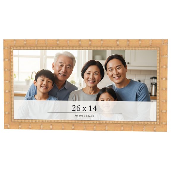 26x14 Light Brown Bamboo Real Wood Picture Frame Width 1.5 inches | Interior Frame Depth 0.5 inches