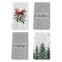 Sm:)e Snowflake Tree Mistletoe Winter Christmas Kitchen Dish Towels 18 x 26 Inch Set of 4