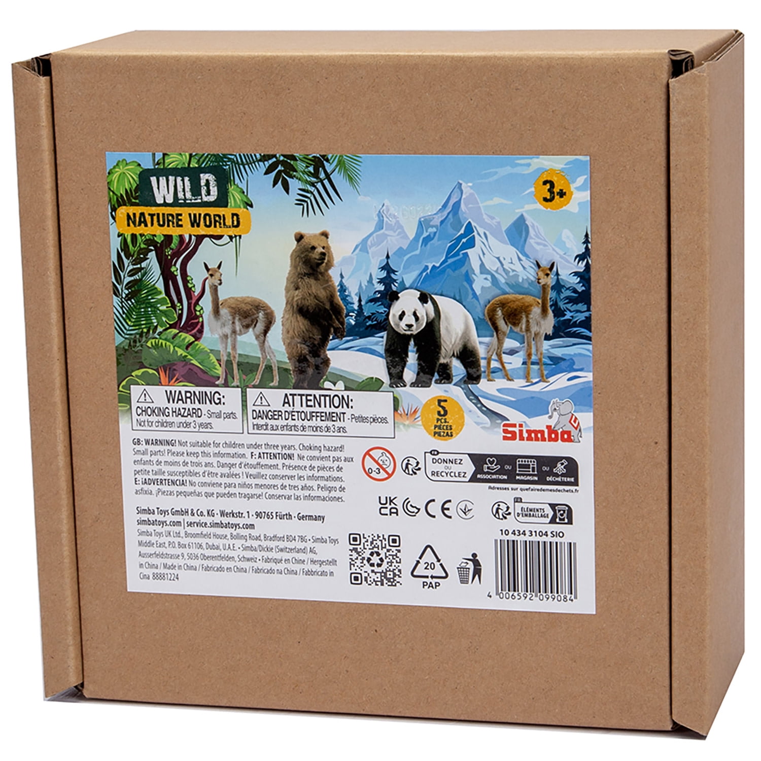 Simba Toys: Wild Animals Set – 5 Wildlife Figures, Brown Bear