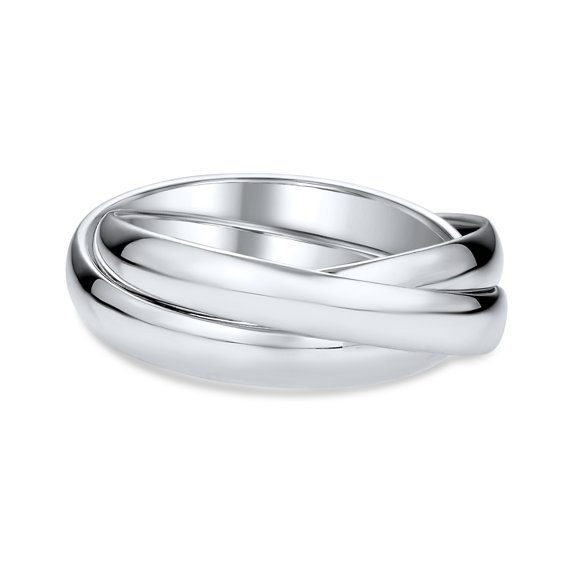 Bling Jewelry Unisex Simple Dome Russian Triple Rolling Wedding Band .925 Sterling Silver