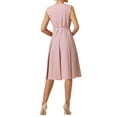 thumbnail image 3 of INSPIRE CHIC Women's Sleeveless Dress Zip Up Belted Fit & Flare Wear-to-Work Midi Dresses 2XL Pink, 3 of 6