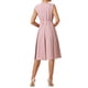 thumbnail image 3 of Vestido sin mangas con cremallera y cinturón de INSPIRE CHIC para mujeres, vestido midi ajustado y acampanado para el trabajo 2XL Rosa, 3 of 6