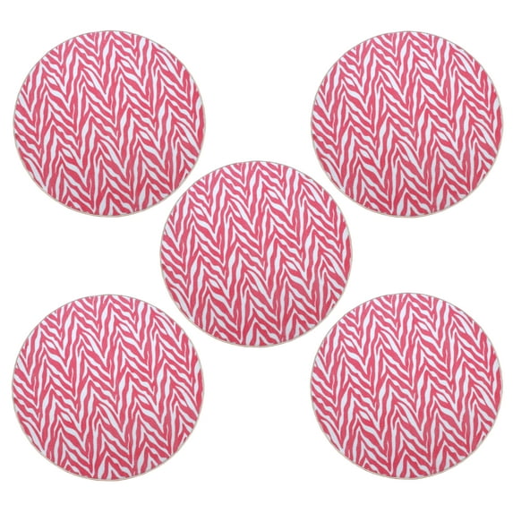 Furnish My Place Zebra Light Pink Area Rug, Animal Print Area Rug, Indoor Rug, Pet-Friendly Rug, Home Decor Rug, Perfect for Living Room, 18" Round - Set of 5