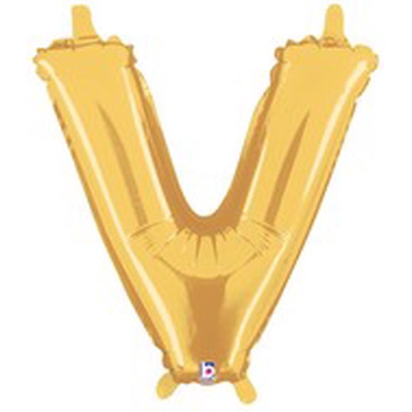 14" Foil Gold Letter Balloon - V