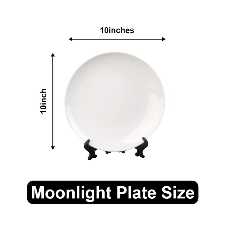 MR.R Set of 6 Sublimation Blanks White Ceramic Moon Plate with