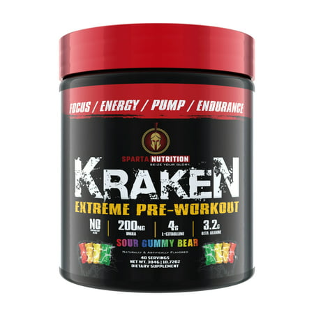 Sparta Nutrition Kraken Extreme Pre-Workout 40 Servings - Sour Gummy Bear (C4 Extreme Best Flavor)