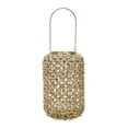 thumbnail image 1 of Benjara BM221090 Cylindrical Rattan Lantern with Metal Frame & Handle, Brown & Gold - Large, 1 of 5