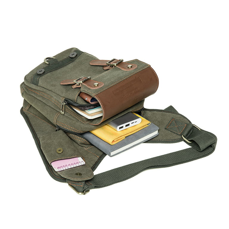 Kaukko Chest Military Leather Patchwork Messenger Bag
