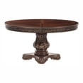 thumbnail image 3 of Elegant 7pc Dining Room Furniture Set Cherry Finish With Gold Tipping Single Pedestal Table 2 Arm Chairs 4 Side Chairs, 3 of 7