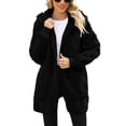 thumbnail image 4 of Plush Jacket Womens Light Jacket, Basic Solid Color Long Sleeve Coat with Side Pockets, Essential Layering Piece for Unpredictable Weather and Travel PackingBlackM, 4 of 4