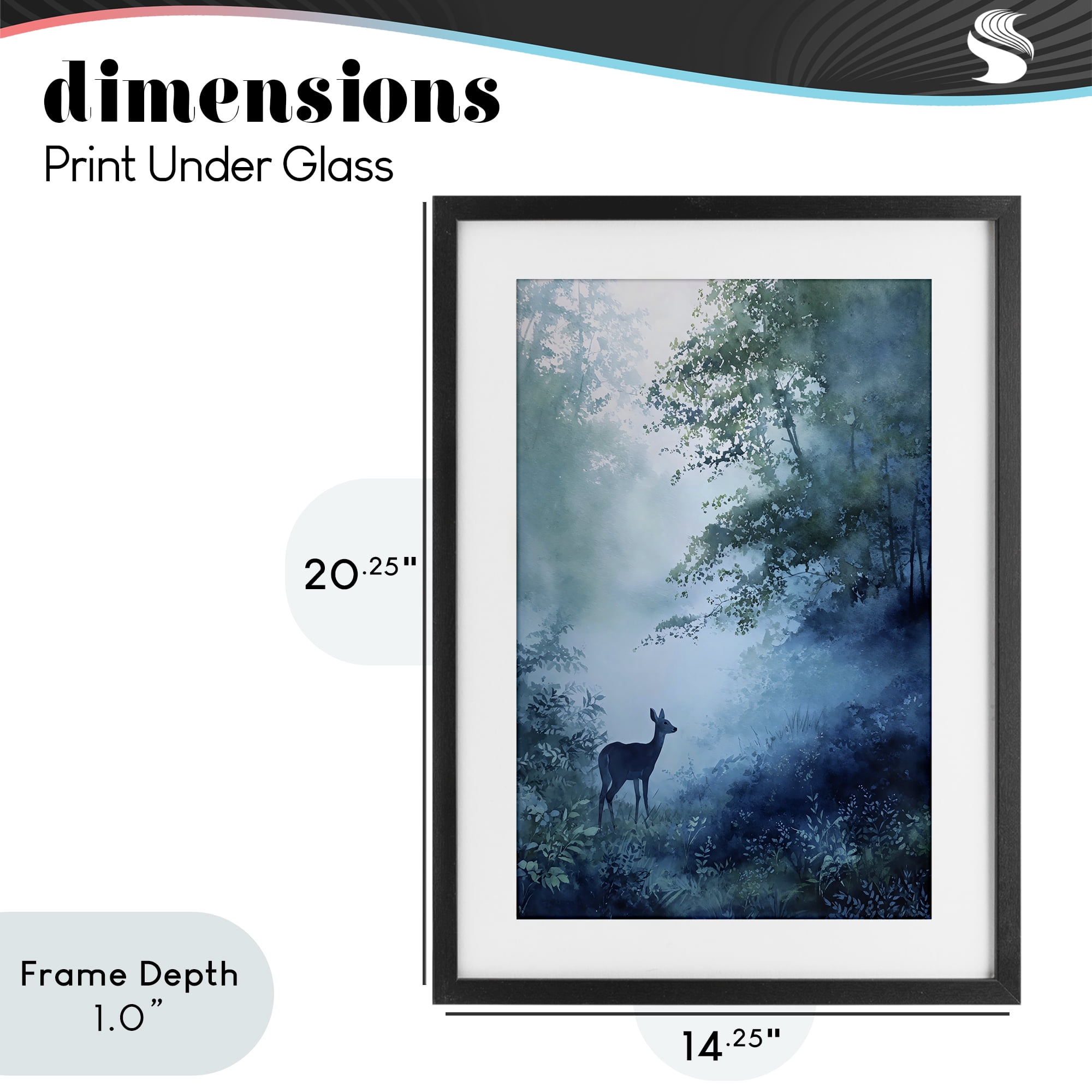 Stupell Industries Blue Dawn Deer in Mist Black Framed Print Under Glass, design by Franklyn Gregory