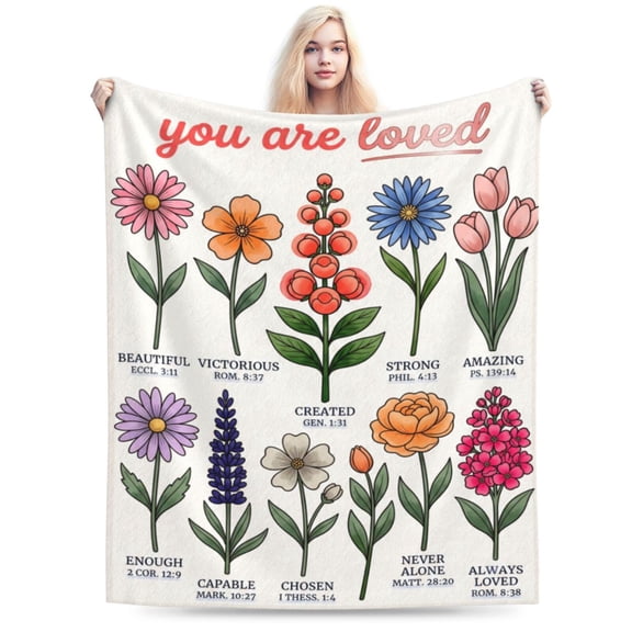 Christian Throw Blanket, "God Says You Are" Faith Gift Blanket, Religious Birthday Present for Mom Friend 50x40