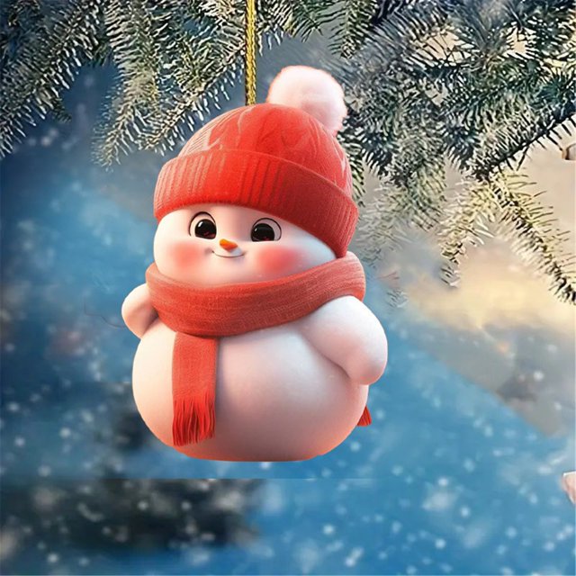 WRXMIJNHGSA Hangs Under $5 Valentine's Day 2D Flat Acrylic Car Rearview Pendant Cute Snowman Backpack Pendant