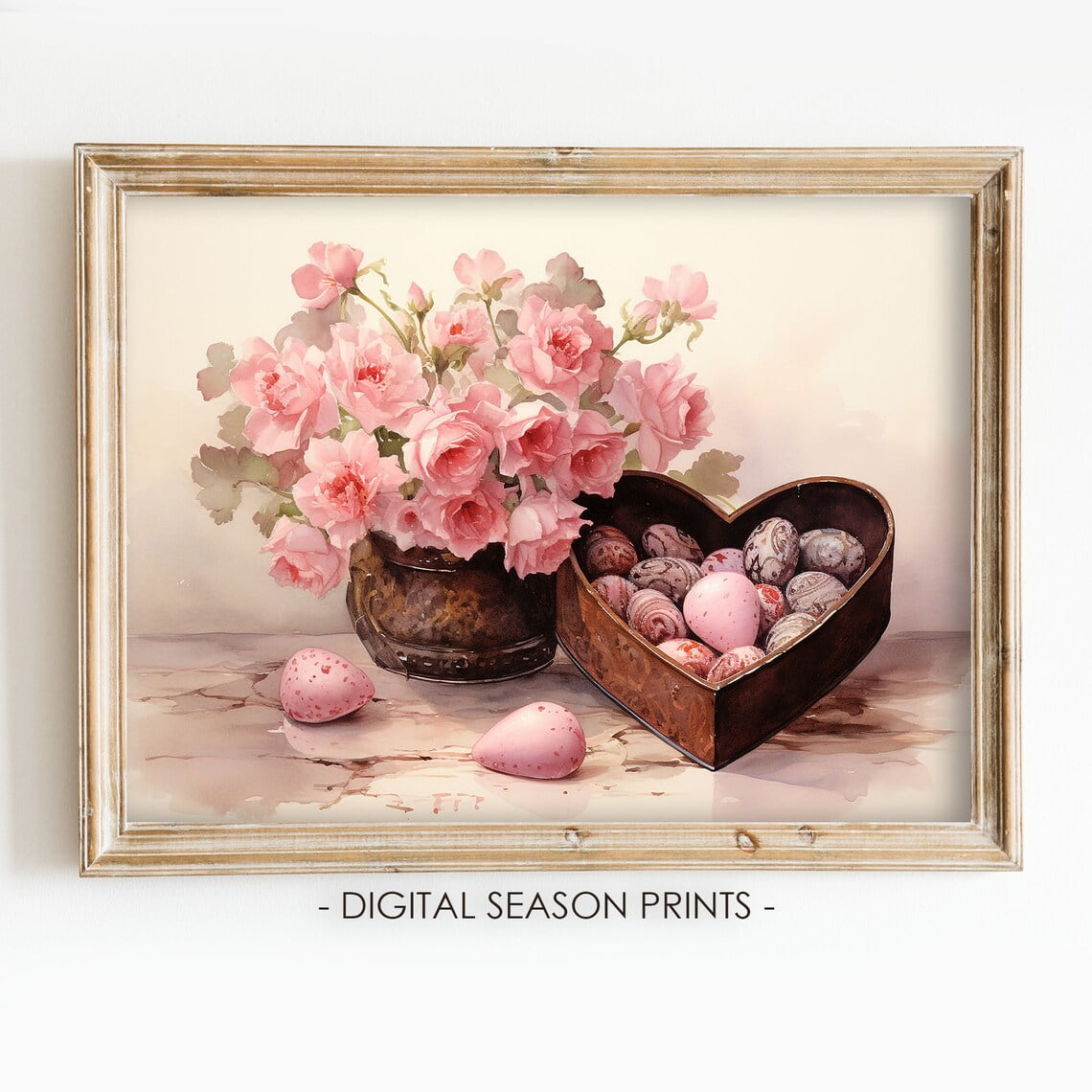 Roses Chocolate Valentine Wall Art Print Romantic Gift Decor
