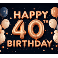 thumbnail image 3 of Elegant Design Happy 40th Birthday Golden Balloons Party Backdrop Celebration Banner for Birthday Event Indoor Decoration, 3 of 7